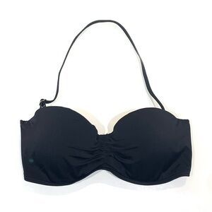 Tie-back Bandeau Bikini Bathing Suit Top with Removable Neck Strap - Black